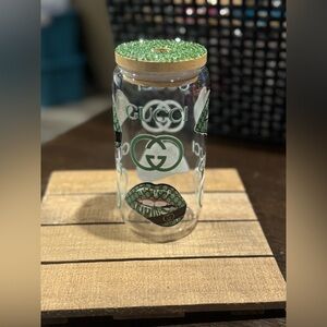 Gucci Glass Cup with Green and Black